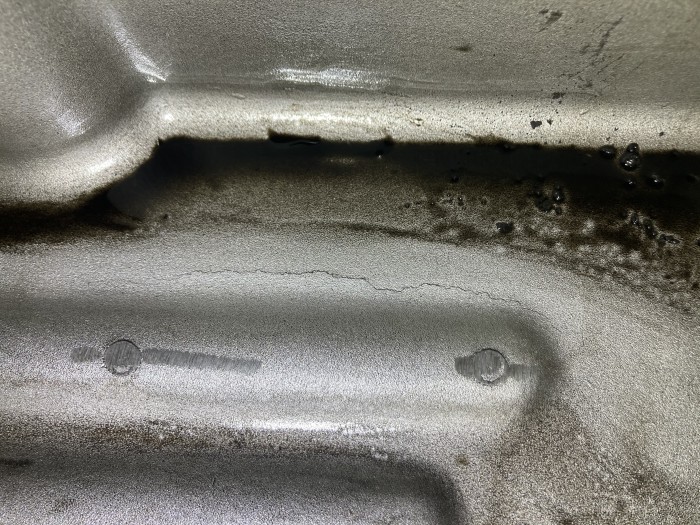 Crack on inside of old pan
